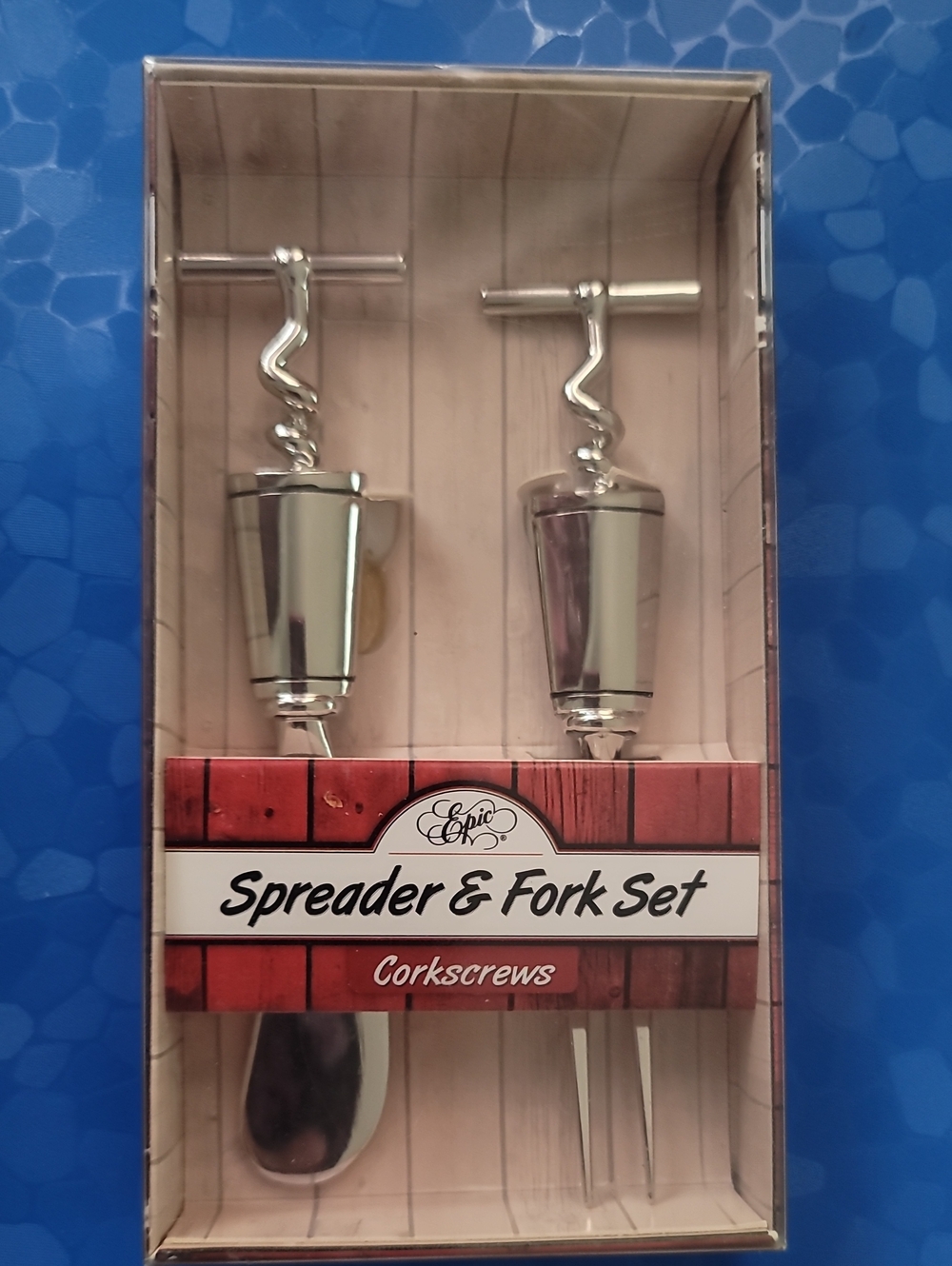 Spreader & Fork Set - Silver Tone Corkscrew Design